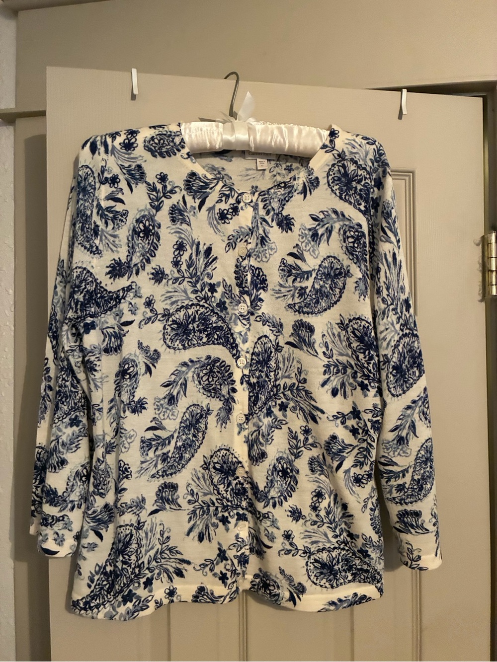 Garnet Hill 100% merino wool 3/4 sleeve cardigan